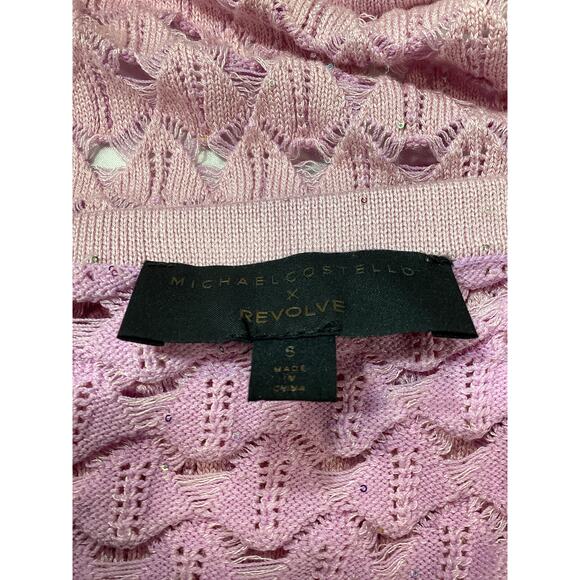 Michael Costello 'Harva' Pink Sequined Knit Halter Top Size S - Picture 4 of 4